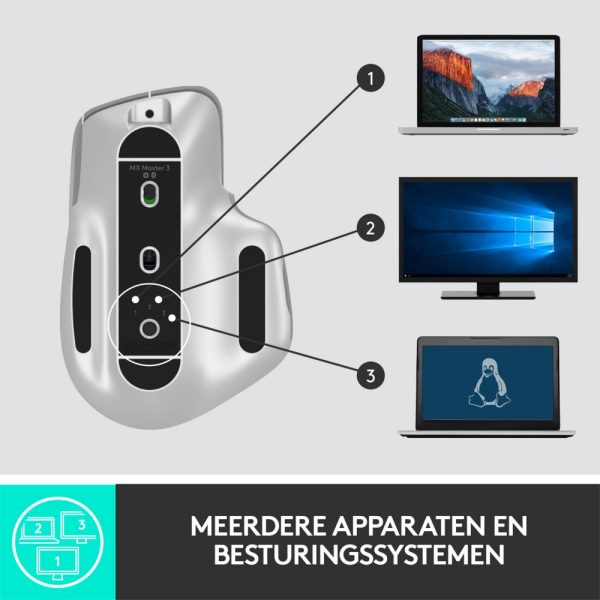 Logitech MX Master 3 | Draadloze Muis | RF-Draadloos + Bluetooth | 4000 DPI | Grijs - Afbeelding 18