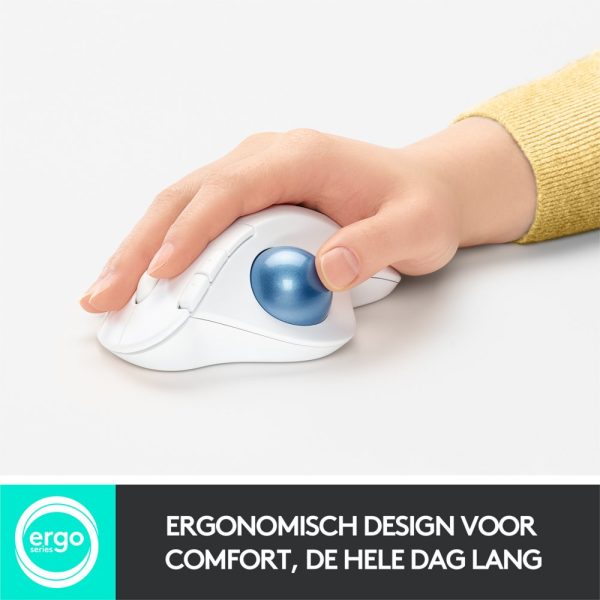 Logitech M575 Ergo Trackball | Ergonomische Draadloze Muis | RF-Draadloos + Bluetooth | 2000 DPI | Wit - Afbeelding 6