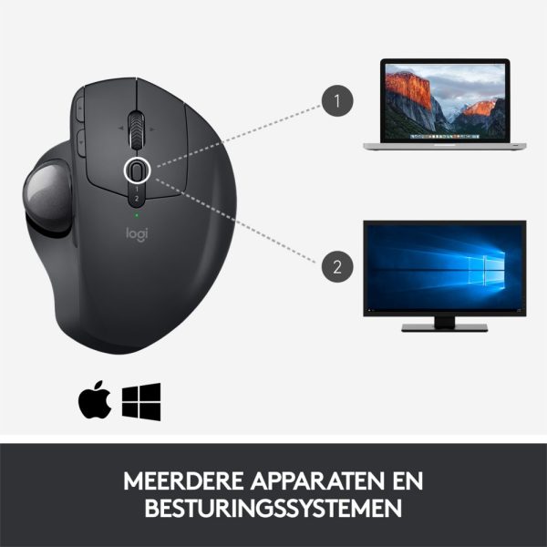 Logitech MX Ergo | Ergonomische Draadloze Muis met Trackball | RF-Draadloos + Bluetooth | 20480 DPI | Zwart - Afbeelding 12