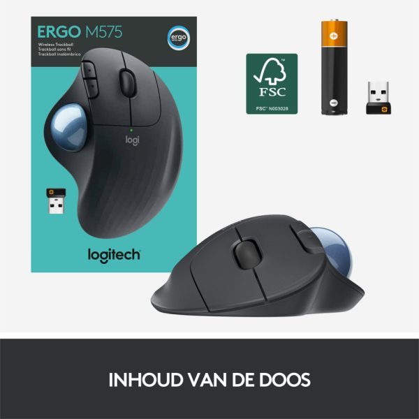 Logitech M575 Ergo Trackball | Ergonomische Draadloze Muis | RF-Draadloos + Bluetooth | 2000 DPI | Grafiet - Afbeelding 16