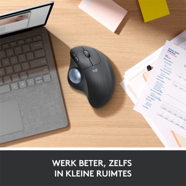 Logitech M575 Ergo Trackball | Ergonomische Draadloze Muis | RF-Draadloos + Bluetooth | 2000 DPI | Grafiet - Afbeelding 13