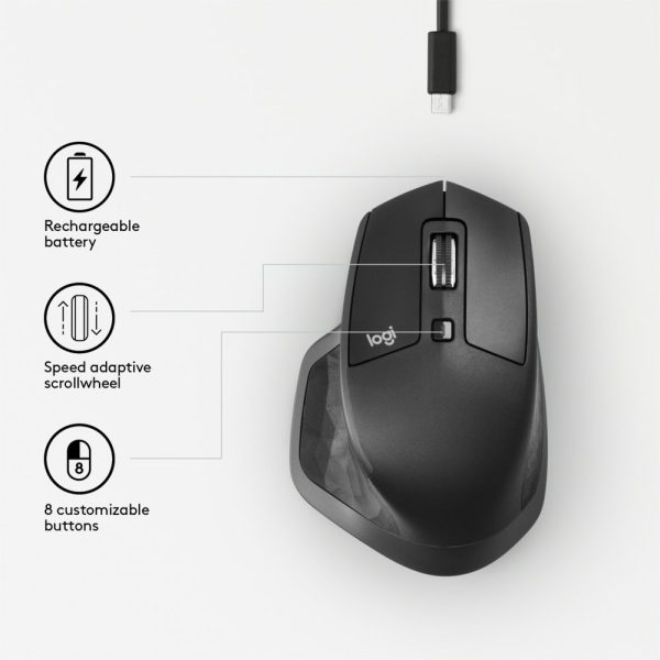 Logitech MX Master 2S | Draadloze Muis | RF-Draadloos + Bluetooth | 4000 DPI | Grafiet - Afbeelding 6