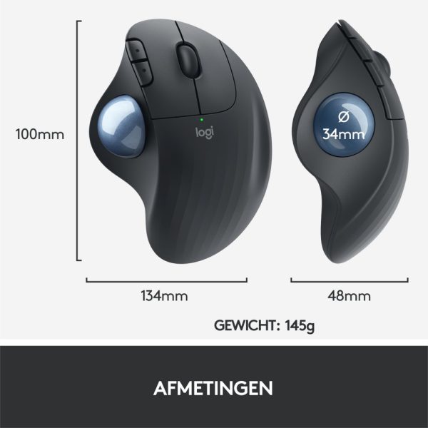 Logitech M575 Ergo Trackball | Ergonomische Draadloze Muis | RF-Draadloos + Bluetooth | 2000 DPI | Grafiet - Afbeelding 17