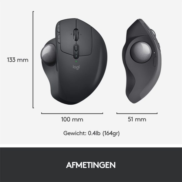 Logitech MX Ergo | Ergonomische Draadloze Muis met Trackball | RF-Draadloos + Bluetooth | 20480 DPI | Zwart - Afbeelding 8