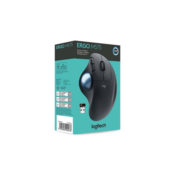 Logitech M575 Ergo Trackball for Business | Ergonomische Draadloze Muis | RF-Draadloos + Bluetooth | 2000 DPI | Grafiet - Afbeelding 3